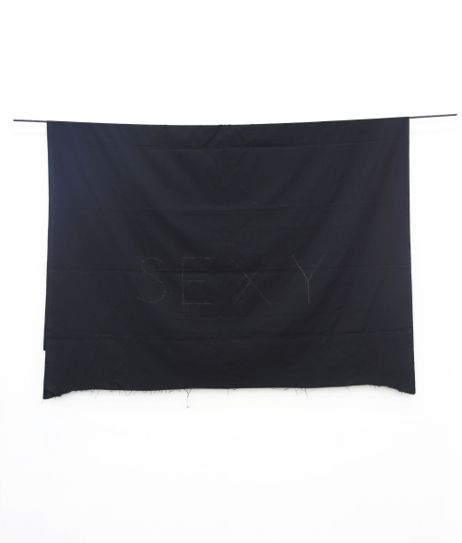 Ana Mendes,&amp;nbsp;Black Cloth, 2023-ongoing, installation (black cloth, embroidering, hair), 2 x 2.5 m, exhibition view Lewisham Art House, London, 2023; Photo (c) Ana Mendes