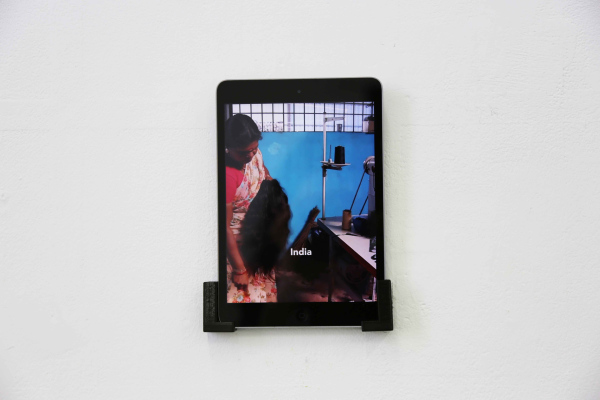 Ana Mendes,&amp;nbsp;Black Cloth, 2023-ongoing, installation (iPad, video), 9.5 x 5 inch, exhibition view Lewisham Art House, London, 2023; Photo (c) Ana Mendes